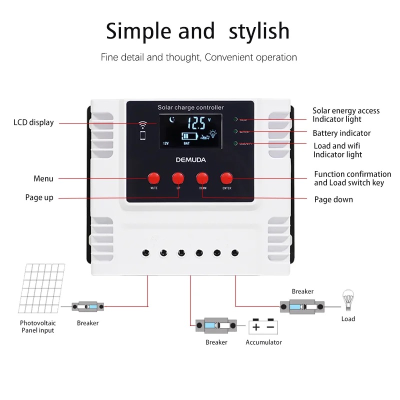 Venda quente 12v 24v 48v controlador de carga solar 60a controlador solar wifi aplicativos pmw controlador de carregador solar 10a 20a 30a 40a 50a para sistema solar doméstico