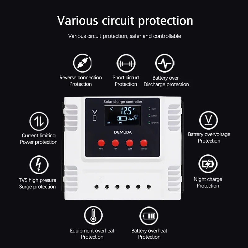 Venda quente 12v 24v 48v controlador de carga solar 60a controlador solar wifi aplicativos pmw controlador de carregador solar 10a 20a 30a 40a 50a para sistema solar doméstico