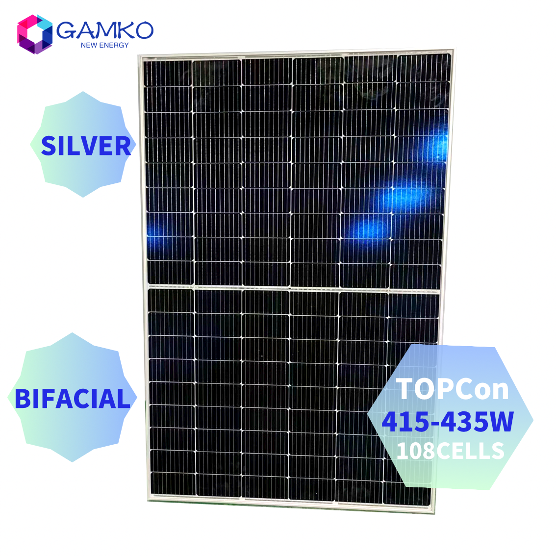 Painéis solares bifaciais pretos completos de alta eficiência para uso doméstico painel solar 430w 435w painéis solares TOPCon 415w 420w 425w